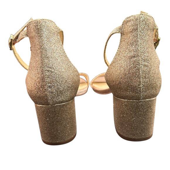 Betsy Johnson SB-MIRI Gold Glitter Block Heel Ankle Strap Sandals Women’s 7 - Picture 6 of 11